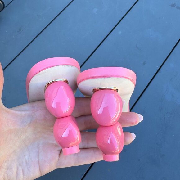 Cult Gaia Gigi PVC Slip-on Mules In Pink Sz 40 Sculptural Heels Square Toe - Picture 8 of 10